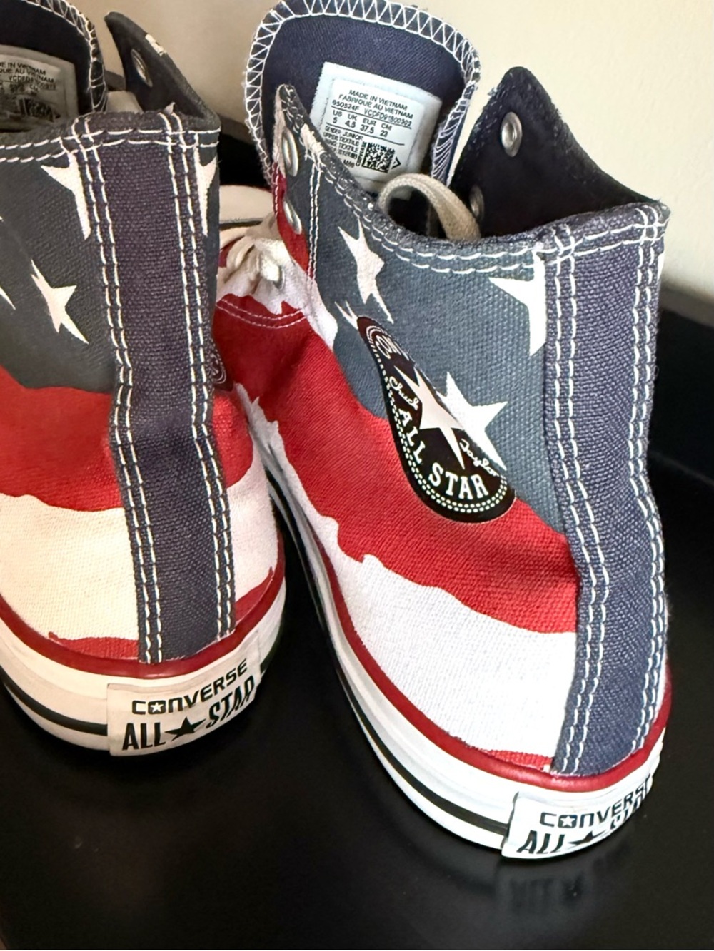 Converse All Star High Top Sneakers /American Flag Stars Red White Blue / Womens - Picture 3 of 7